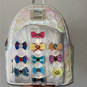 Nwts Loungefly Iridescent  Backpack with Multicolor Bows